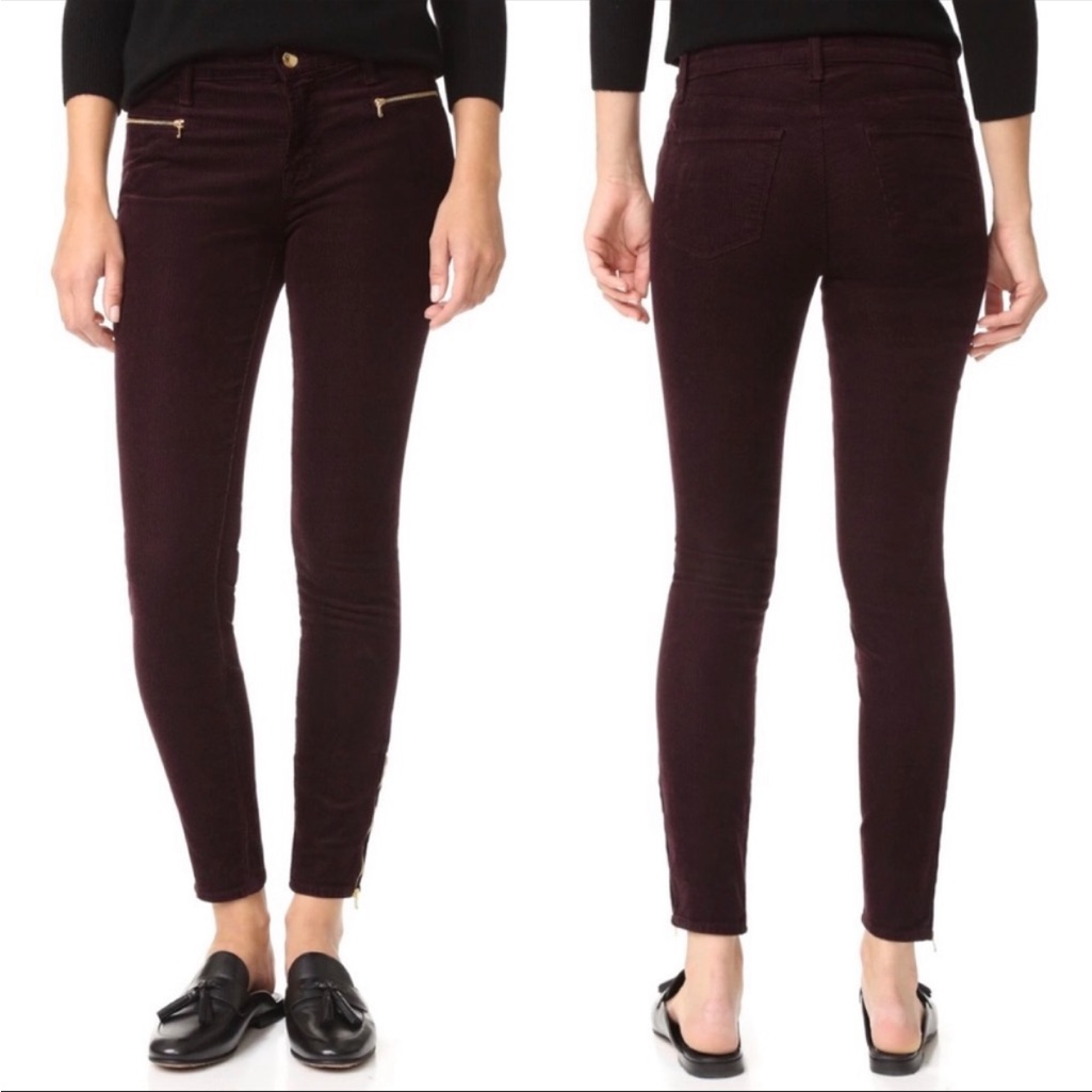 J Brand Iselin Skinny Ankle Zip Pant 24 Blackberry Nwt